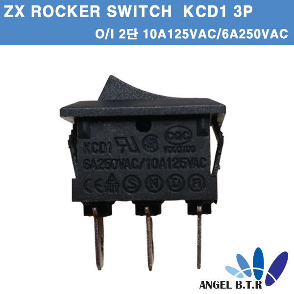 [로커스위치] ZX  KCD1 3P 3핀 2단 자동차 로커 스위치, 6A 250VAC /10A 125VAC/ MINI ON/OFF 2단 스위치/  KCD1(18개입)